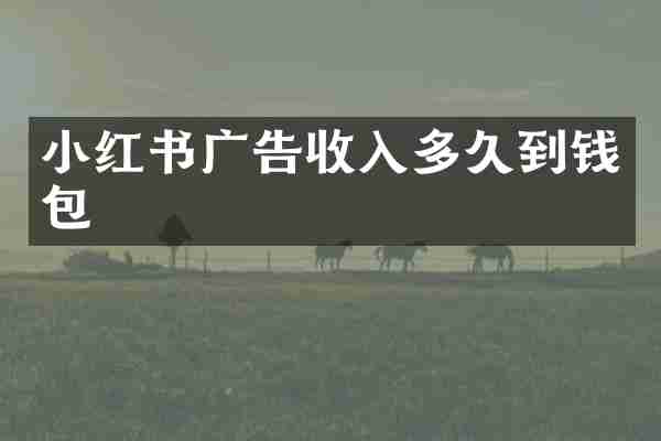 小红书广告收入多久到钱包