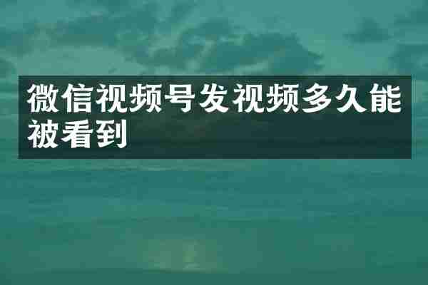 微信视频号发视频多久能被看到
