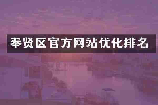 奉贤区官方网站优化排名