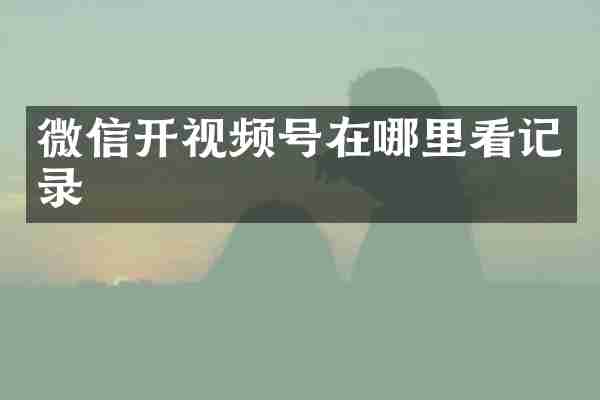 微信开视频号在哪里看记录