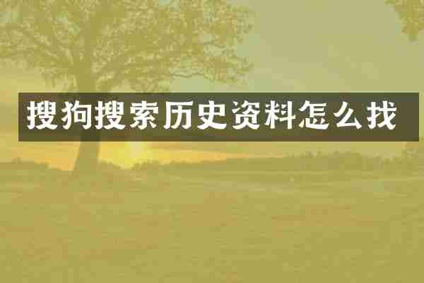 搜狗搜索历史资料怎么找