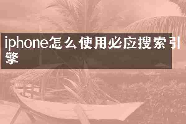 iphone怎么使用必应搜索引擎