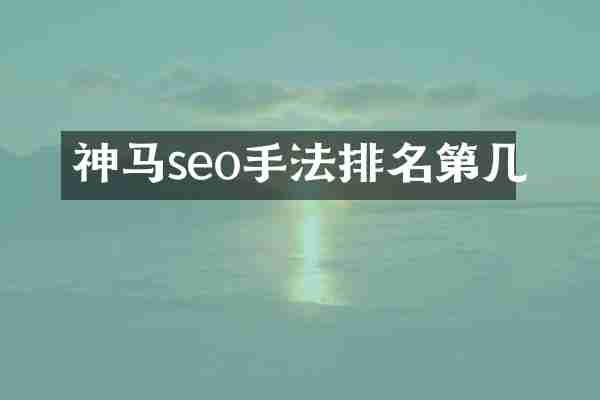 神马seo手法排名第几