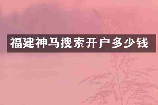 福建神马搜索开户多少钱