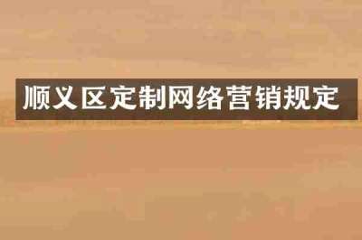 顺义区定制网络营销规定