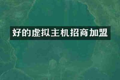 好的虚拟主机招商加盟