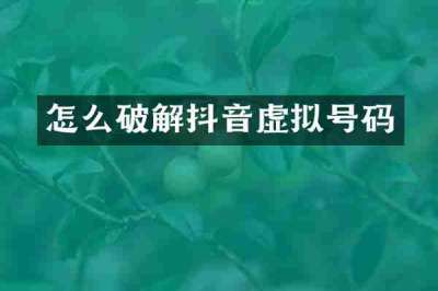 怎么破解抖音虚拟号码