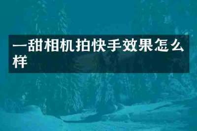 一甜相机拍快手效果怎么样