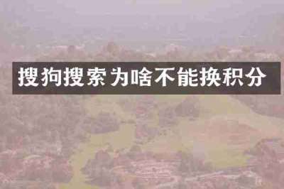 搜狗搜索为啥不能换积分