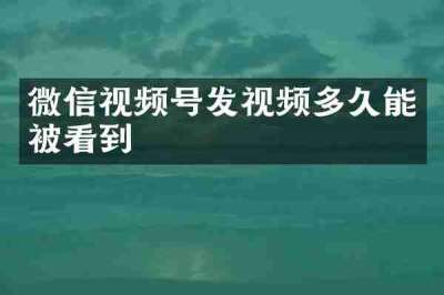 微信视频号发视频多久能被看到