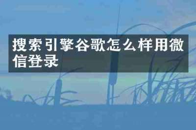 搜索引擎谷歌怎么样用微信登录