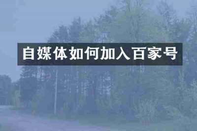 自媒体如何加入百家号