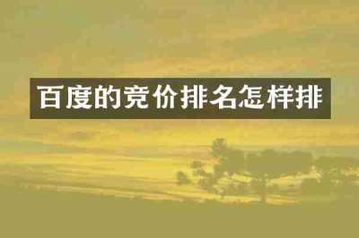 百度的竞价排名怎样排
