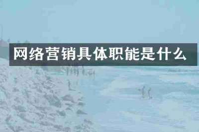 网络营销具体职能是什么