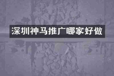 深圳神马推广哪家好做