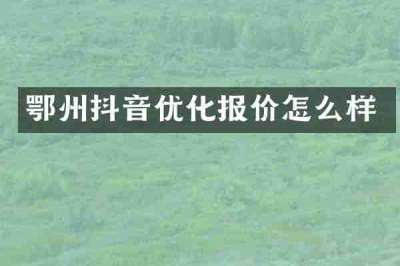 鄂州抖音优化报价怎么样