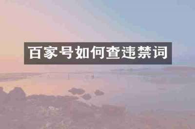 百家号如何查违禁词