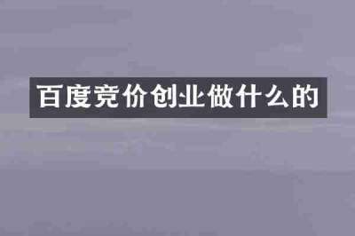 百度竞价创业做什么的