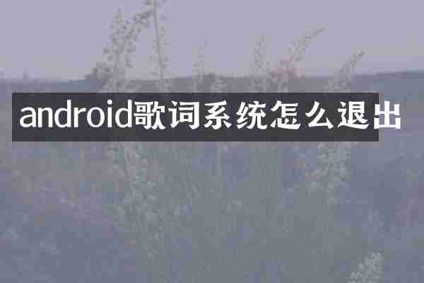 android歌词系统怎么退出