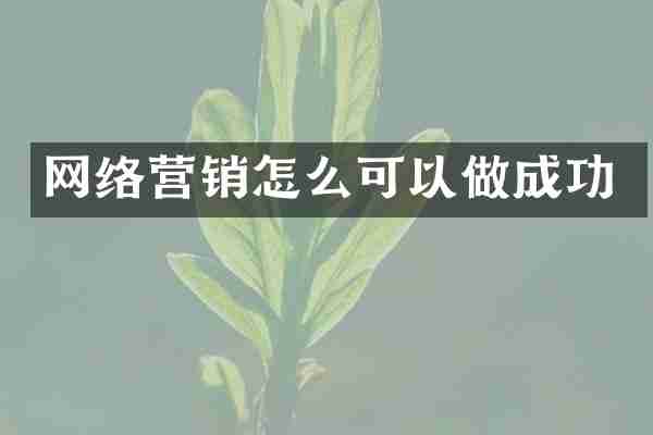 网络营销怎么可以做成功