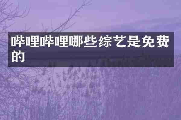 哔哩哔哩哪些综艺是免费的
