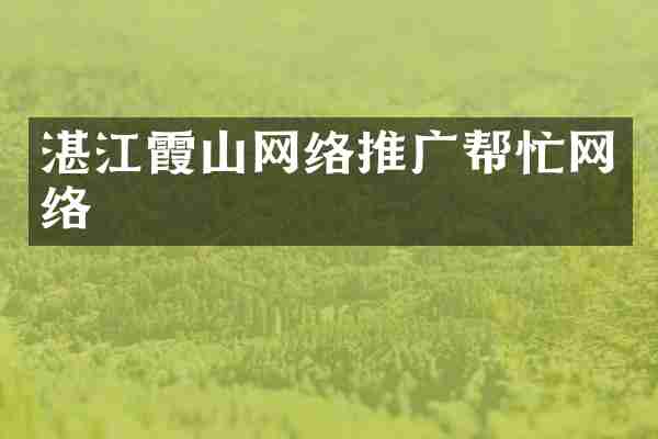 湛江霞山网络推广帮忙网络