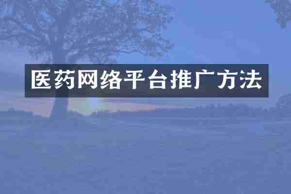 医药网络平台推广方法
