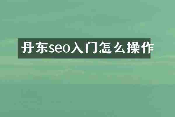 丹东seo入门怎么操作