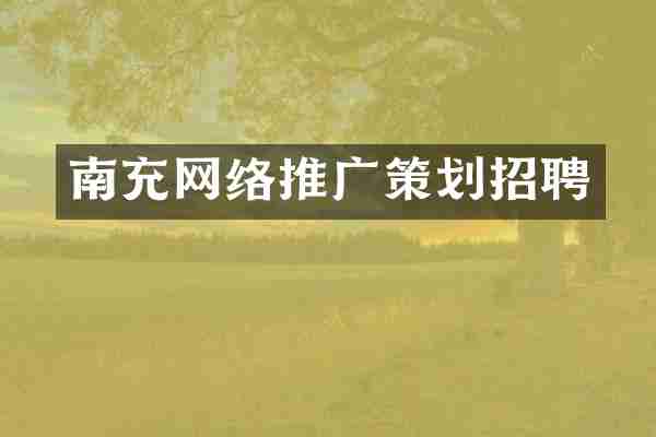 南充网络推广策划招聘