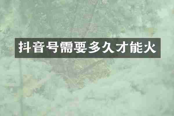 抖音号需要多久才能火