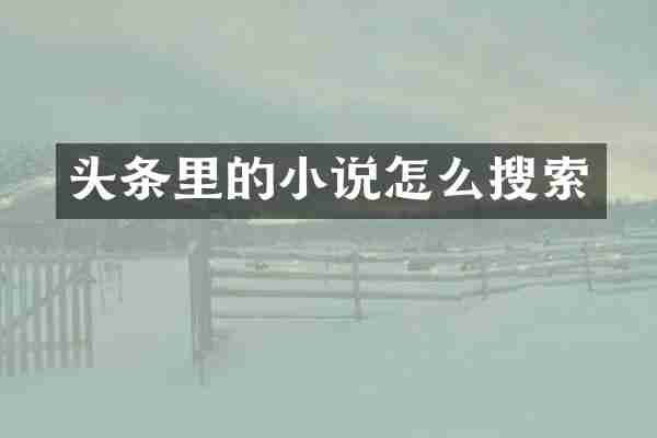 头条里的小说怎么搜索