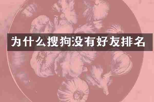 为什么搜狗没有好友排名