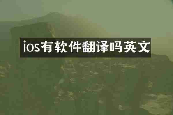 ios有软件翻译吗英文