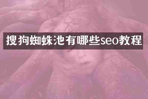 搜狗蜘蛛池有哪些seo教程