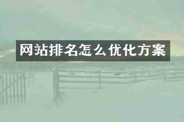 网站排名怎么优化方案