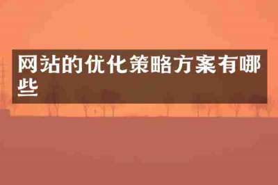 网站的优化策略方案有哪些