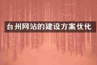 台州网站的建设方案优化