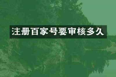 注册百家号要审核多久