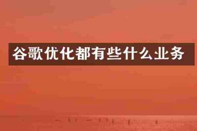 谷歌优化都有些什么业务