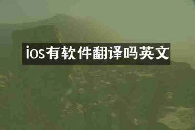 ios有软件翻译吗英文