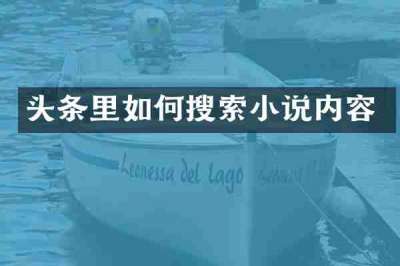 头条里如何搜索小说内容