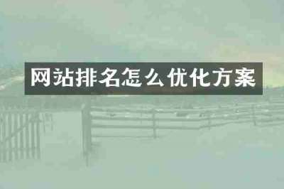 网站排名怎么优化方案