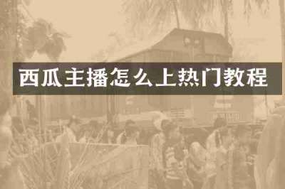 西瓜主播怎么上热门教程