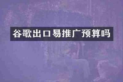 谷歌出口易推广预算吗