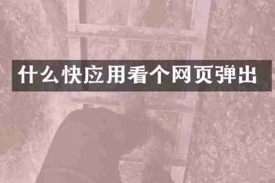 什么快应用看个网页弹出
