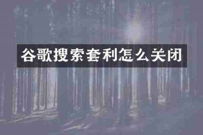 谷歌搜索套利怎么关闭