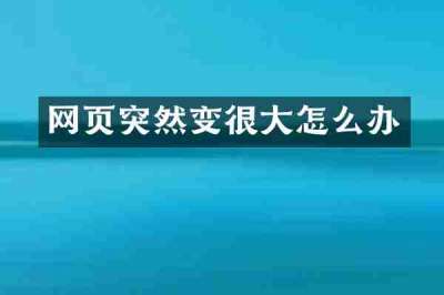 网页突然变很大怎么办