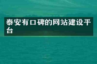 泰安有口碑的网站建设平台