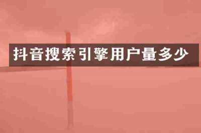 抖音搜索引擎用户量多少