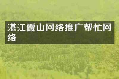 湛江霞山网络推广帮忙网络